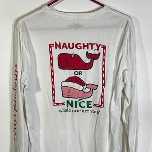 Vineyard Vines Shirt Mens Small Holiday Christmas Naughty Or Nice Long Sleeves